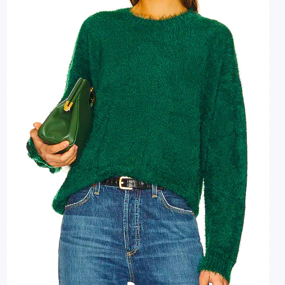 Show Me Your Mumu $135 Feel Good Sweater Size M Emerald Green Revolve Crew Soft